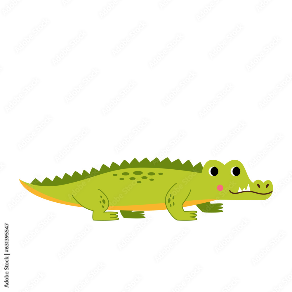 Obraz premium Vector picture of cute crocodile isolated on white background.