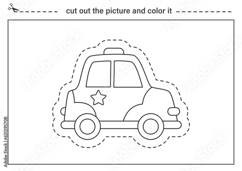 Cut out picture and color it. Black and white worksheet for kids. Cutting practice for preschoolers.