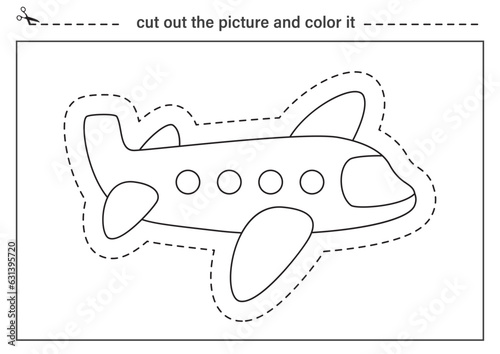 Cut out picture and color it. Black and white worksheet for kids. Cutting practice for preschoolers.
