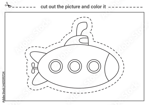 Cut out picture and color it. Black and white worksheet for kids. Cutting practice for preschoolers.