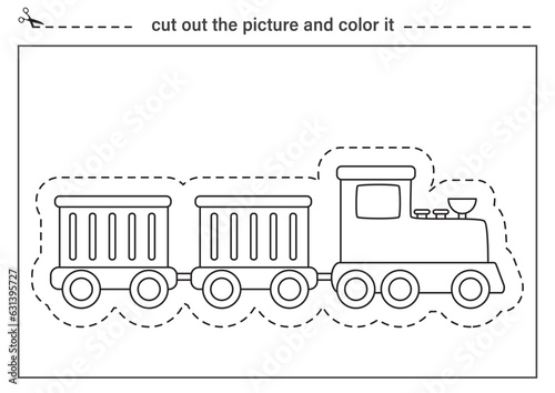 Cut out picture and color it. Black and white worksheet for kids. Cutting practice for preschoolers.
