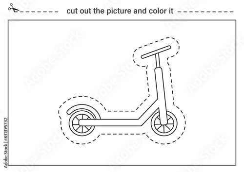 Cut out picture and color it. Black and white worksheet for kids. Cutting practice for preschoolers.