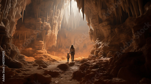 Expansive Underground Salt Caves with Stalactites 