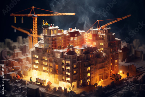 Construction of buildings , soft lightinig photo