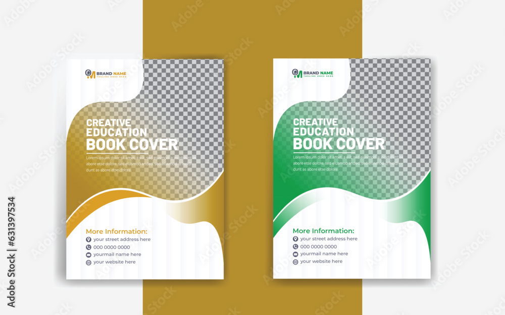 Education book cover design template in a4 annual report,  School, collage, with vector