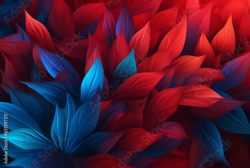 blue red leaves abstract background. generative ai
