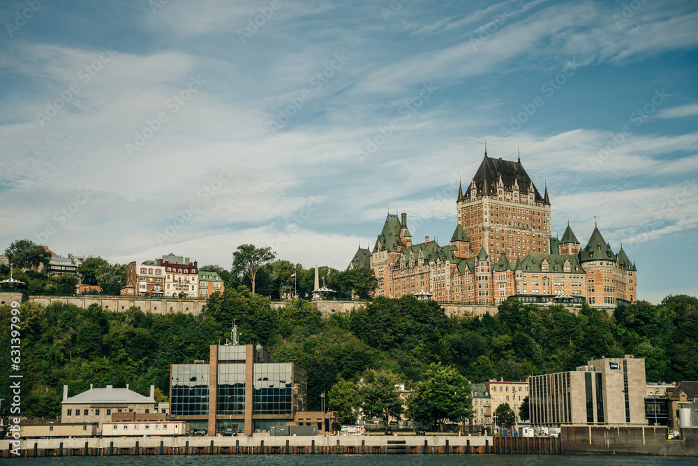 Quebec City skyline and St Lawrence River in autumn, Canada - sep, 2022