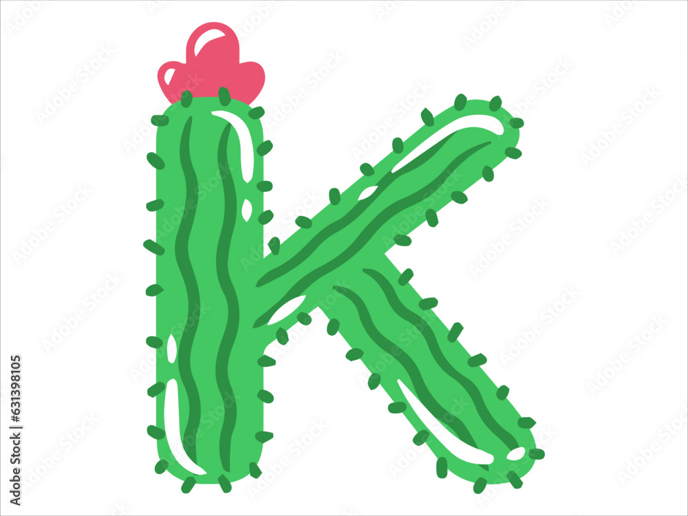 Naklejka premium Cactus Alphabet Letter K Illustration