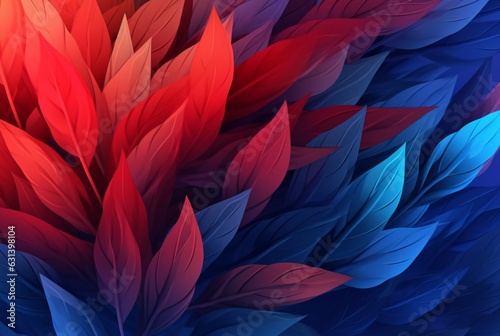Wallpaper Mural blue red leaves abstract background. generative ai Torontodigital.ca