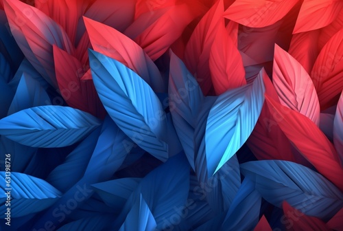 blue red leaves abstract background. generative ai