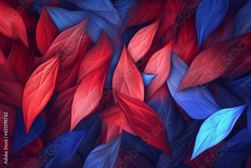 blue red leaves abstract background. generative ai © LivroomStudio