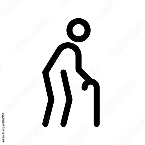 Old man with cane line icon