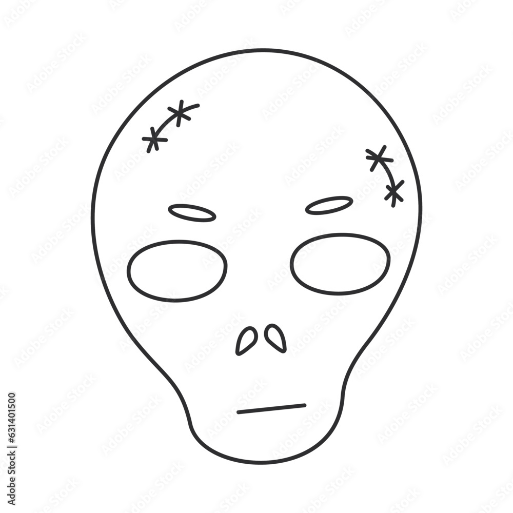 halloween skull line black scary element icon halloween skull line black scary element icon