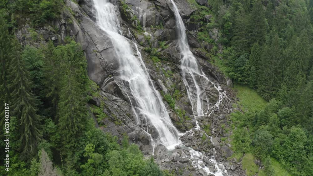 aerial view of the Nardis waterfalls in the Val di Genova in Trentino aerial view of the Nardis waterfalls in the Val di Genova in Trentino