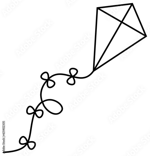 Kite line icon. Coloring book page for children.