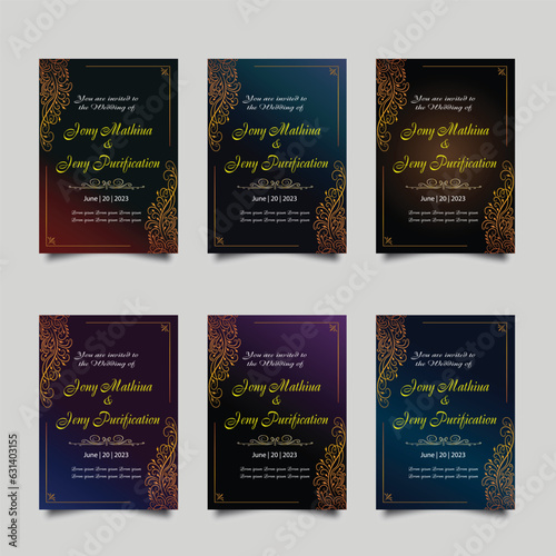 Luxury vintage golden vector invitation card template