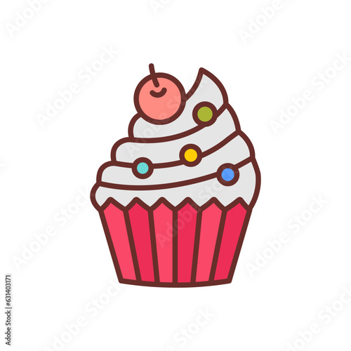 Cupcake icon in vector. Illustration