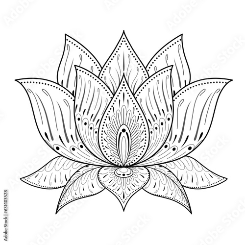 lotus line ornament vector hinduism element