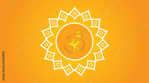 Beautiful Glowing OM flag with om rays in red and orange color shades for wall of Temples, Houses and for interior works etc. Hindu Indian 