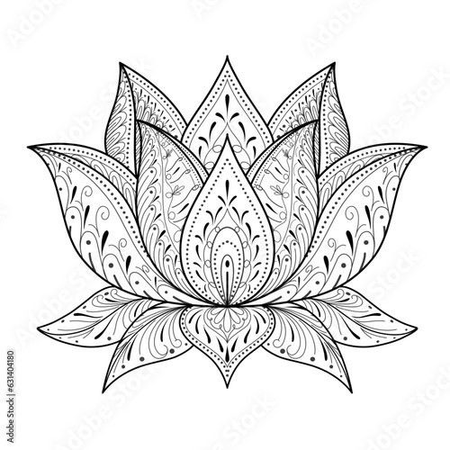 lotus line ornament vector hinduism element