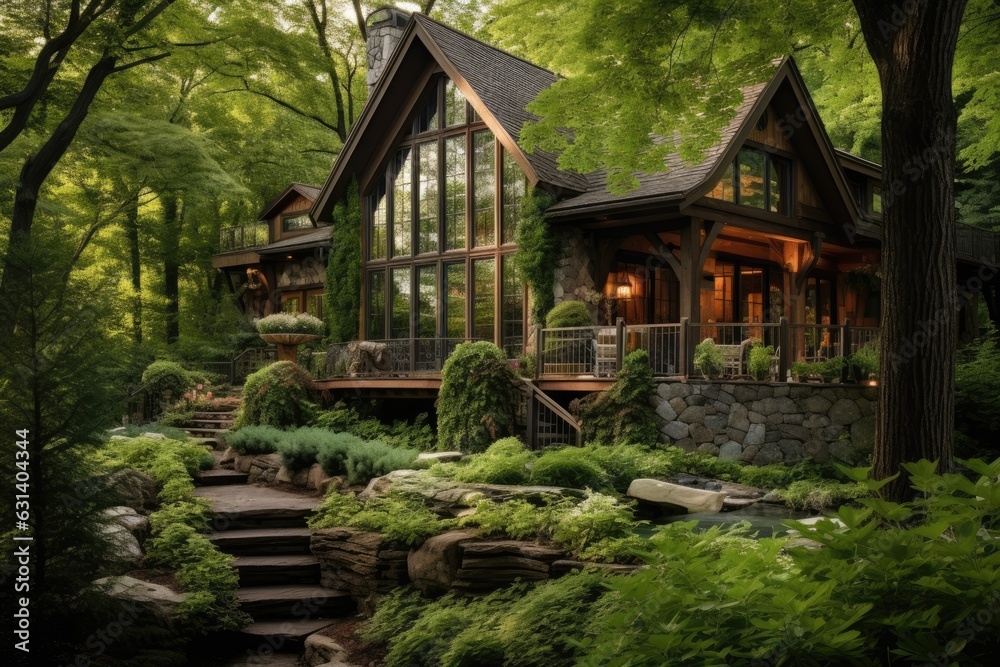 A house designed in the Barnhouse style, nestled amidst the beauty of nature, surrounded by lush greenery and trees. A house designed in the Barnhouse style, nestled amidst the beauty of nature, surrounded by lush greenery and trees.