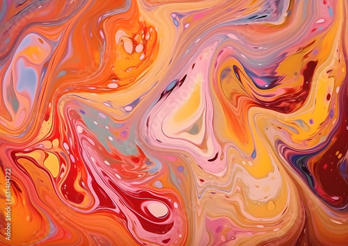 Liquid colorful abstract painting background, Orange, Yellow, Pink