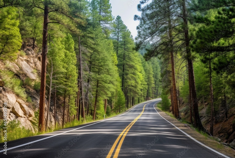 View of Forest Road on a cloudy day. generative ai View of Forest Road on a cloudy day. generative ai
