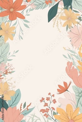 Wallpaper Mural Beautiful spring flowers floral border frame with copy space for text, AI generated Torontodigital.ca