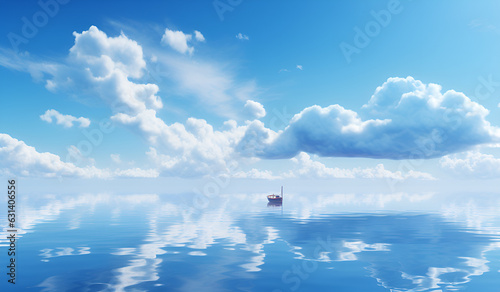 Blue Sky and White Clouds Reflected in Water © Saim