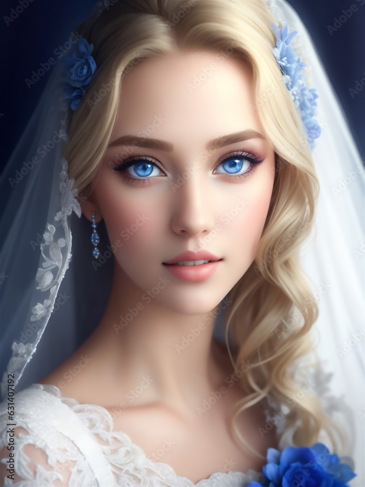 Beautiful bride with stylish make-up in white dress Beautiful bride with stylish make-up in white dress