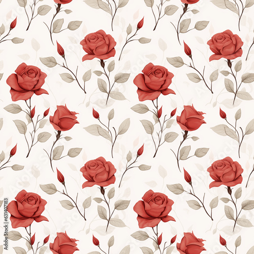 Seamless Pattern drawing of red roses for the festival of love and valentine.