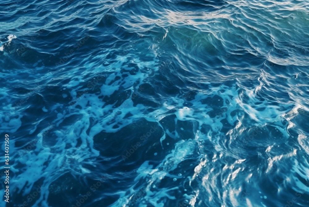 beautiful blue waves water background. generative ai