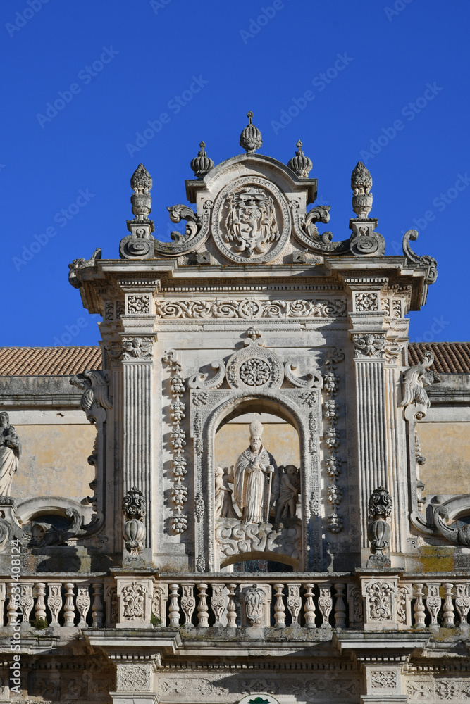Facade of an 18th century church in Lecce city, Italy.