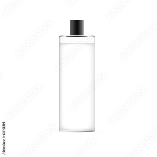 Modern Clear Tall Shampoo and Lotion Bottle with Black Lid Mockup - Professional Packaging Presentation