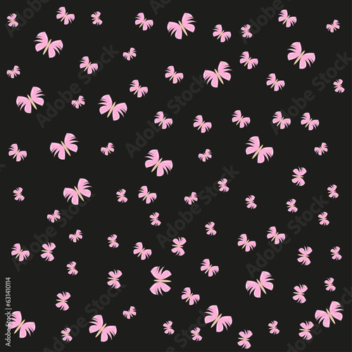 PINK BUTTERFLY PATTERN ON BLACK BACKGROUND ILLUSTRATION
