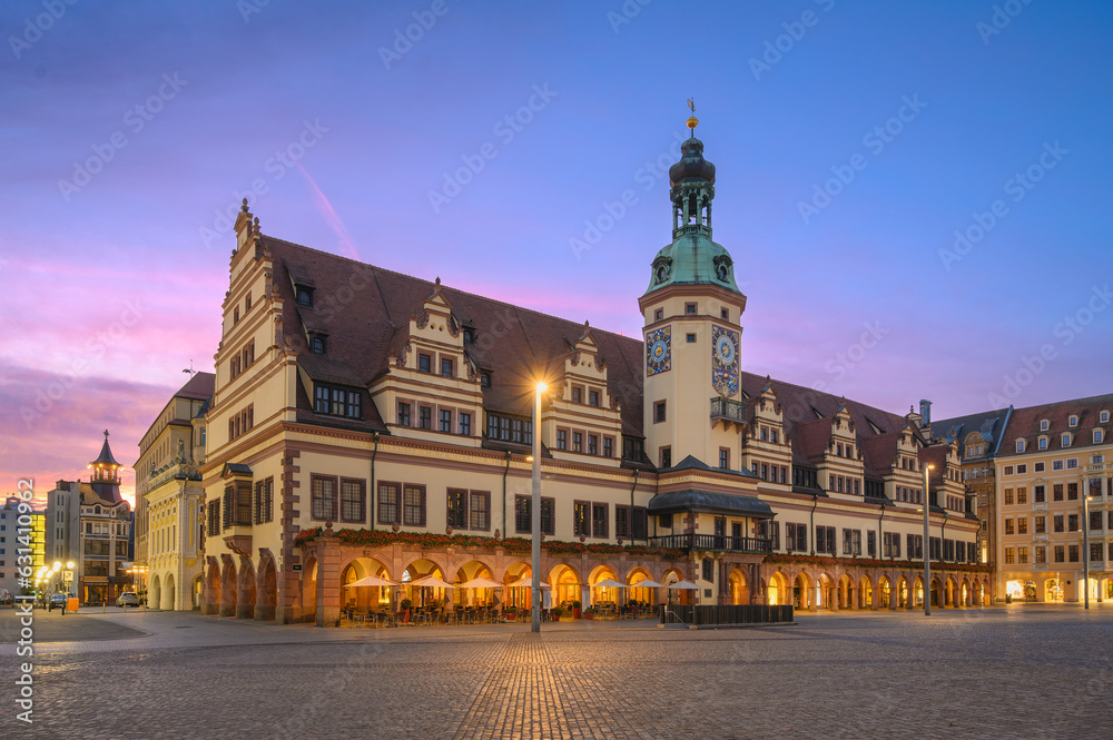 View of Historic Old Town Hall and Market Square Leipzig, Germany