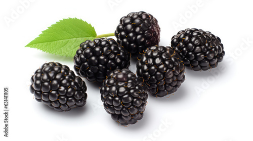 Fresh blackberries on white background 