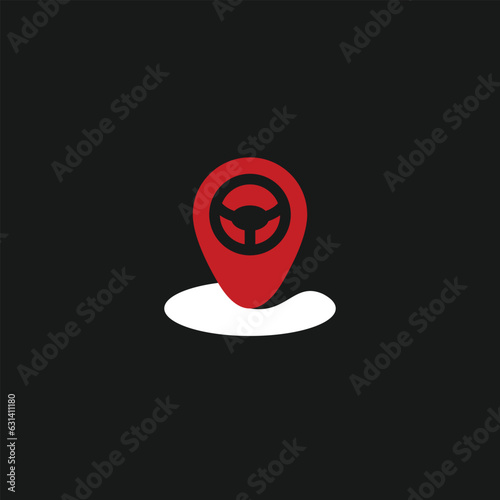 simple steering wheel drive point logo icon