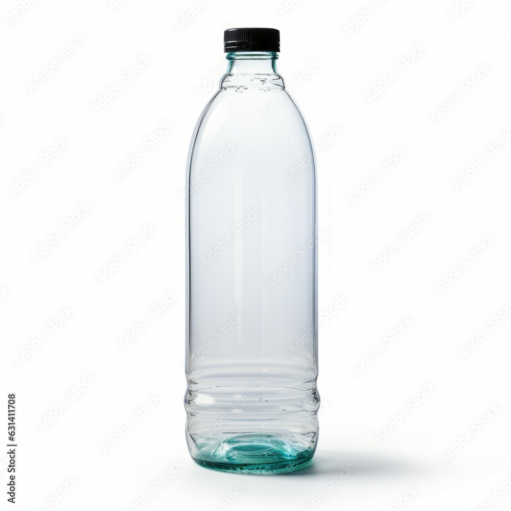 Plastic bottle of water isolated on white background. 3d illustration. Glass bottle of clear drinkable water standing in a white studio. Product photography. Plastic bottle of water isolated on white background. 3d illustration. Glass bottle of clear drinkable water standing in a white studio. Product photography.