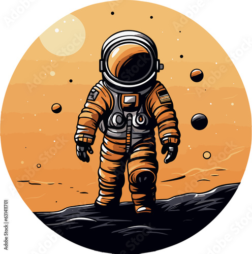 astronaut in space suit vector illustration t-shirt and apparel printing design art style	
