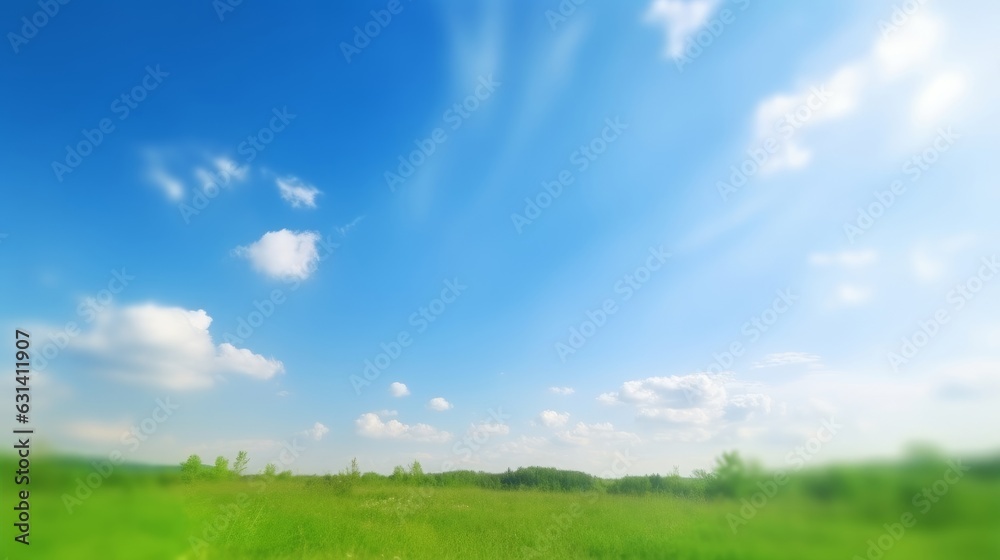 World Environment Day concept: Blue sky and beautiful cloud with meadow, Generative AI World Environment Day concept: Blue sky and beautiful cloud with meadow, Generative AI