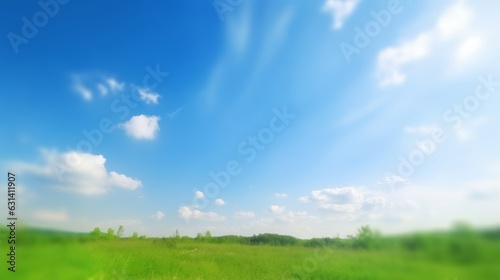 World Environment Day concept: Blue sky and beautiful cloud with meadow, Generative AI © FrameFrenzy