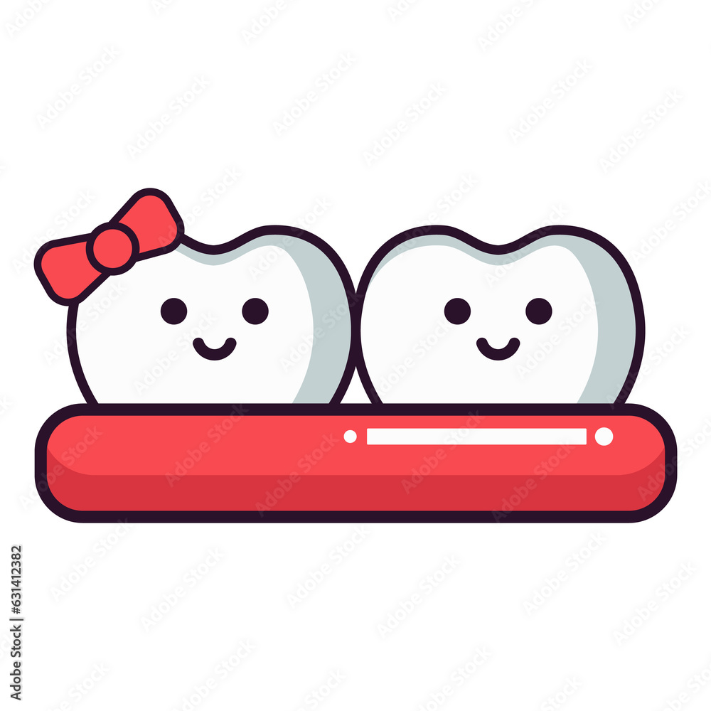 Fototapeta premium Teeth Love Set Icon Outline Fill Style