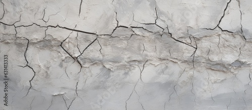 A damaged concrete surface that has been covered with gray cement mortar due to an earthquake.