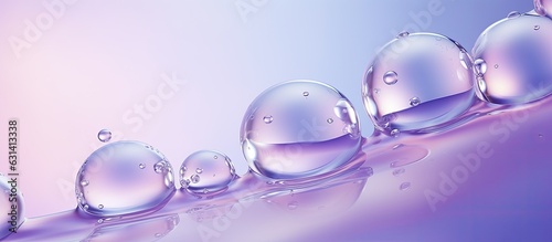 A delicate blue-violet background with macro photos of oil bubbles on water is perfect for advertising
