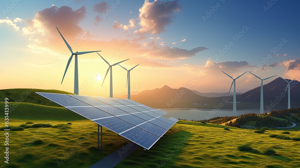 Solar cell in solar farm, Alternative energy and sustainable energy