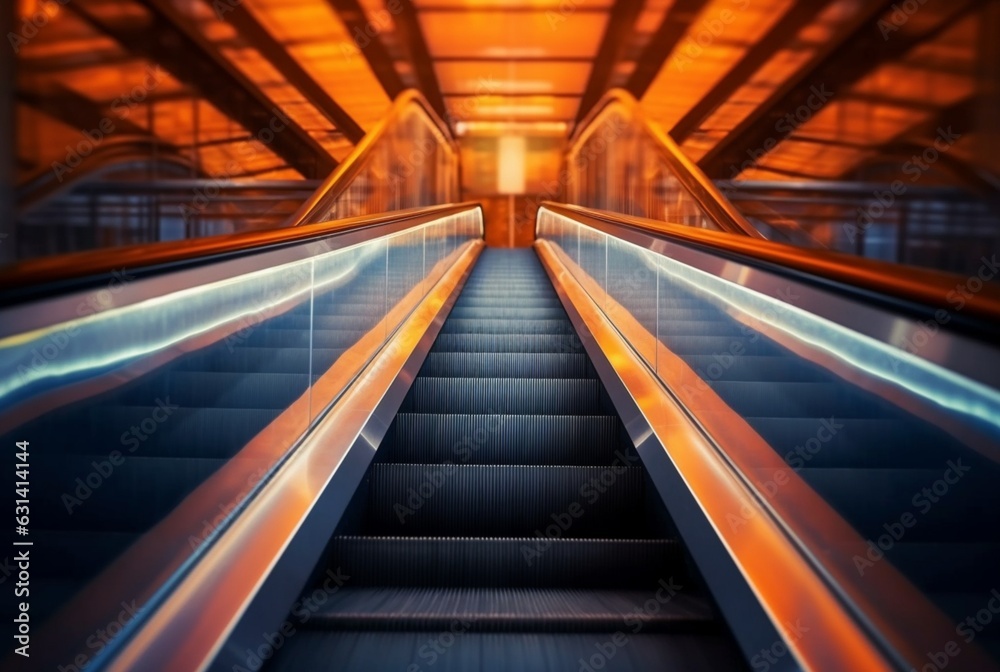 Blurred moving modern escalator. technology Blurred moving modern escalator. technology