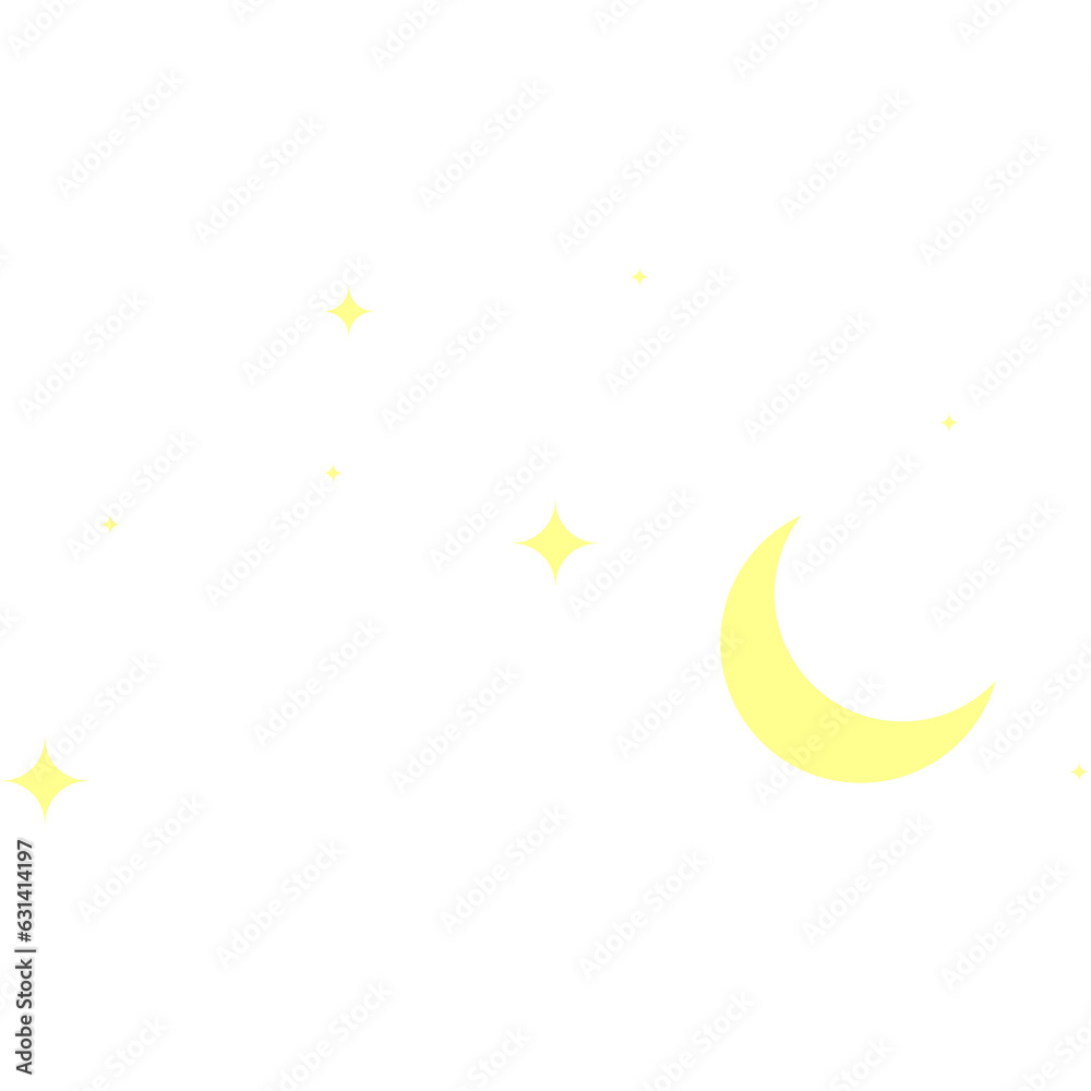 Set of vector decorative elements with moon and stars. Set of vector decorative elements with moon and stars.
