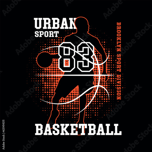 Vector Basketball URBAN SPORT 83. Sport typography, t-shirt graphics, poster, banner, flyer, print and postcard,DTF print