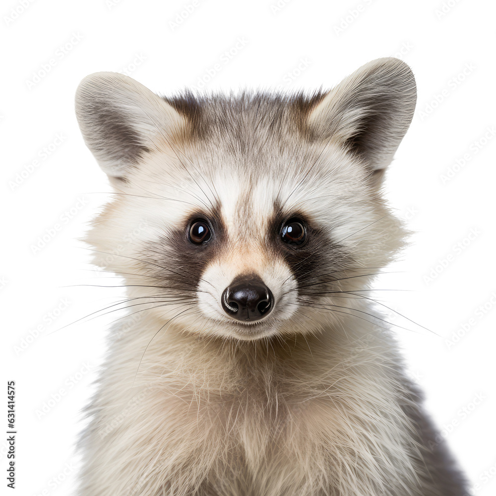 raccoon looking isolated on white